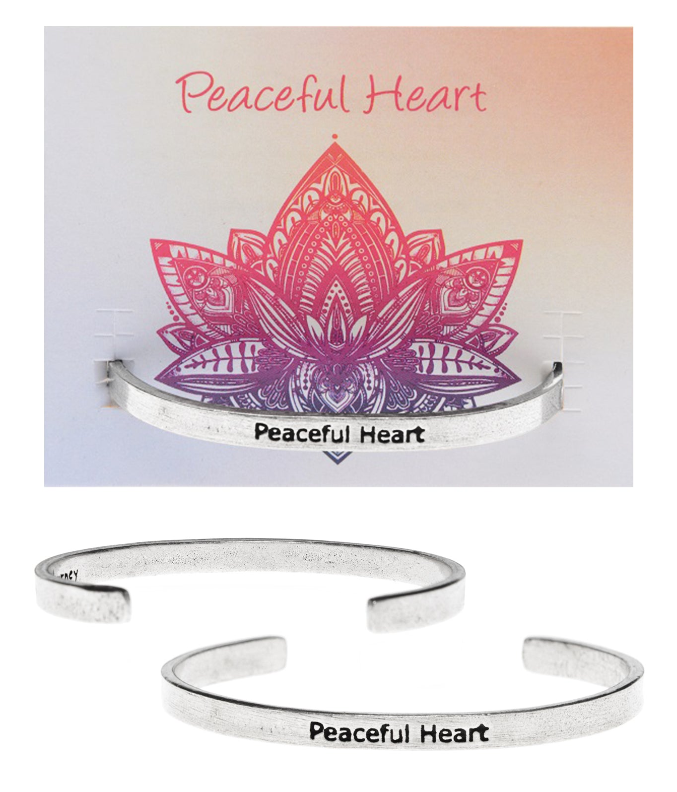 Peaceful Heart Quotable Cuff Bracelet | Inspiring Jewelry and Gifts